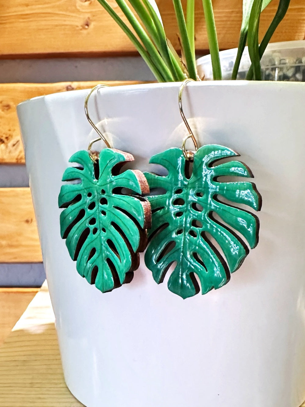 Monstera Deliciosa Dangle Earrings