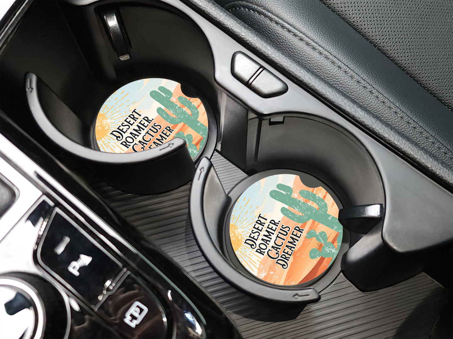 Desert Roamer Cactus Dreamer Ceramic Car Coasters