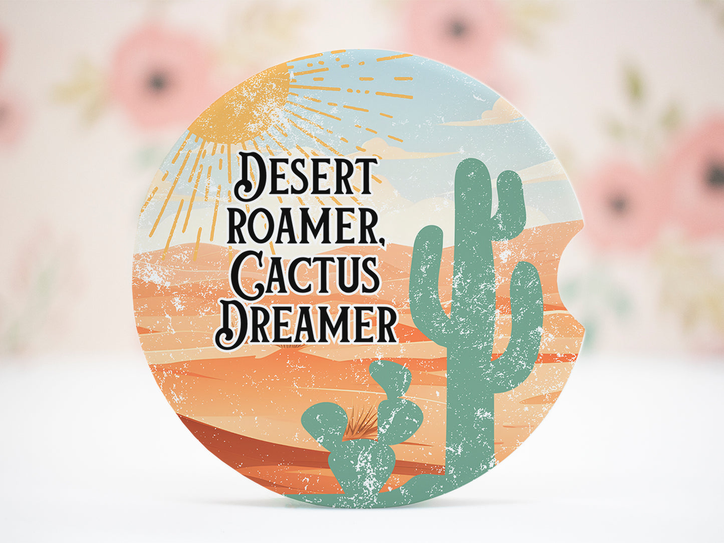 Desert Roamer Cactus Dreamer Ceramic Car Coasters
