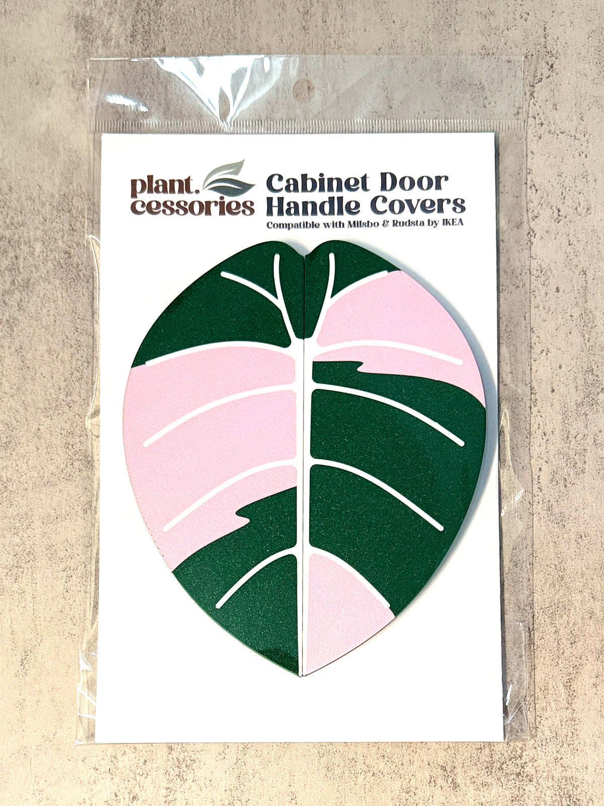 Alocasia Pink Black Velvet Cabinet Handle Cover