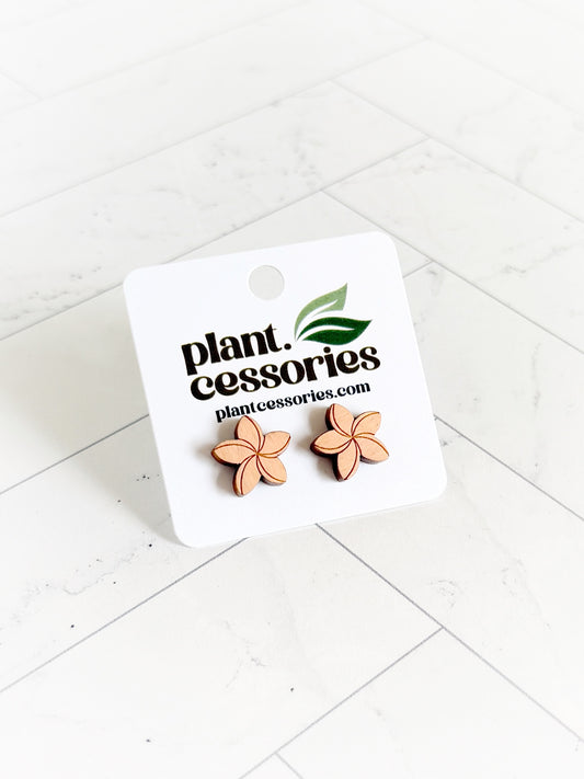 Peach Plumeria Flower Earrings