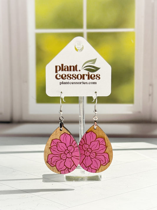 Pink Succulent Teardrop Earrings