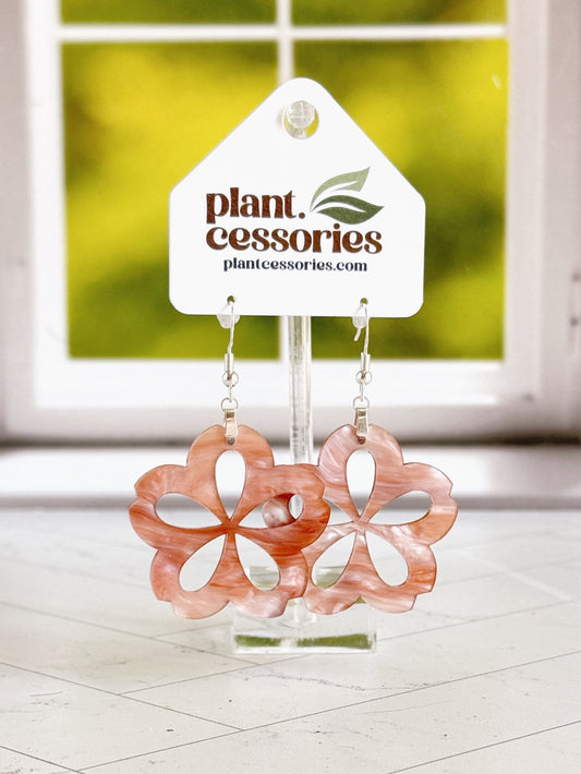 Coral Marble Hoya Flower Earrings
