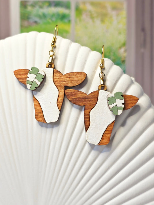 Cow & Banana Leaf Earrings