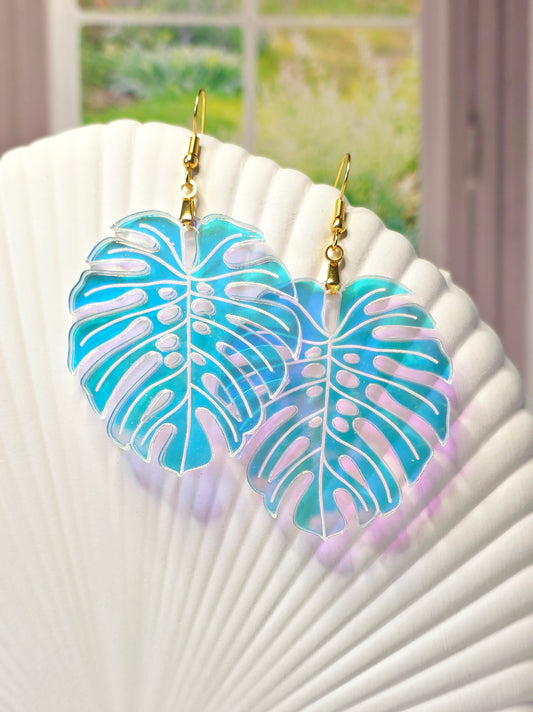 Monstera Iridescent Statement Earrings